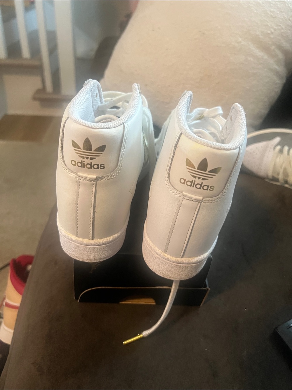adidas White Sneakers with Gold Accents - Picture 3 of 4
